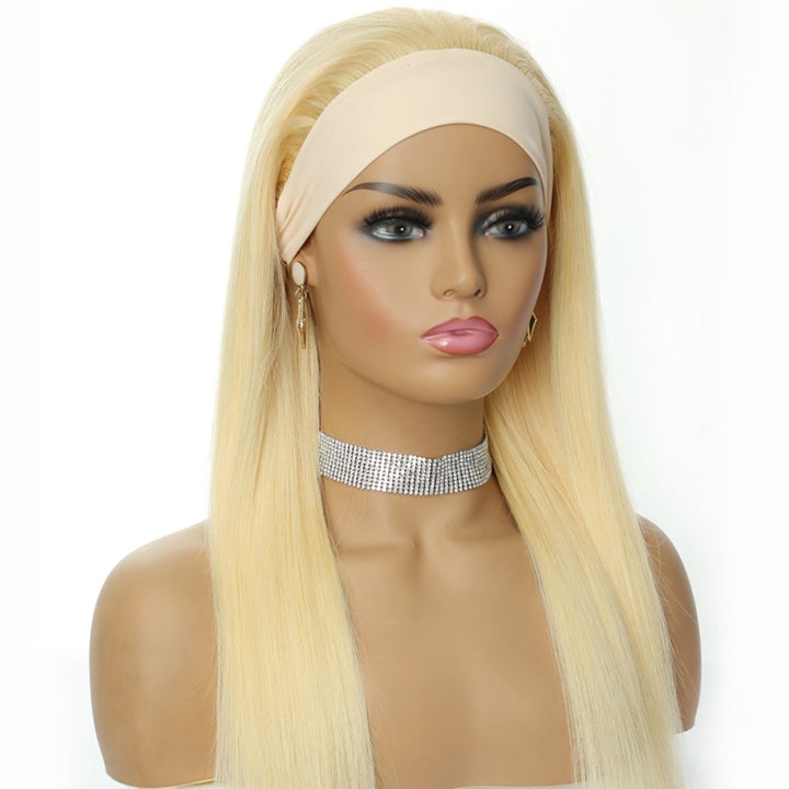 613 Blonde Hair 100% Human Hair Headband Wig