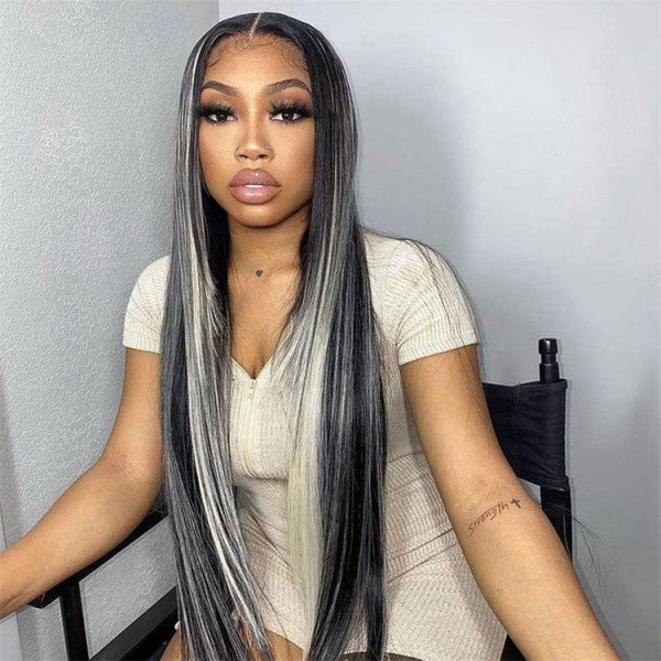 Straight Hair 1b/613 Highlight Long Inch Wig Popular Celebrity Hairstyle