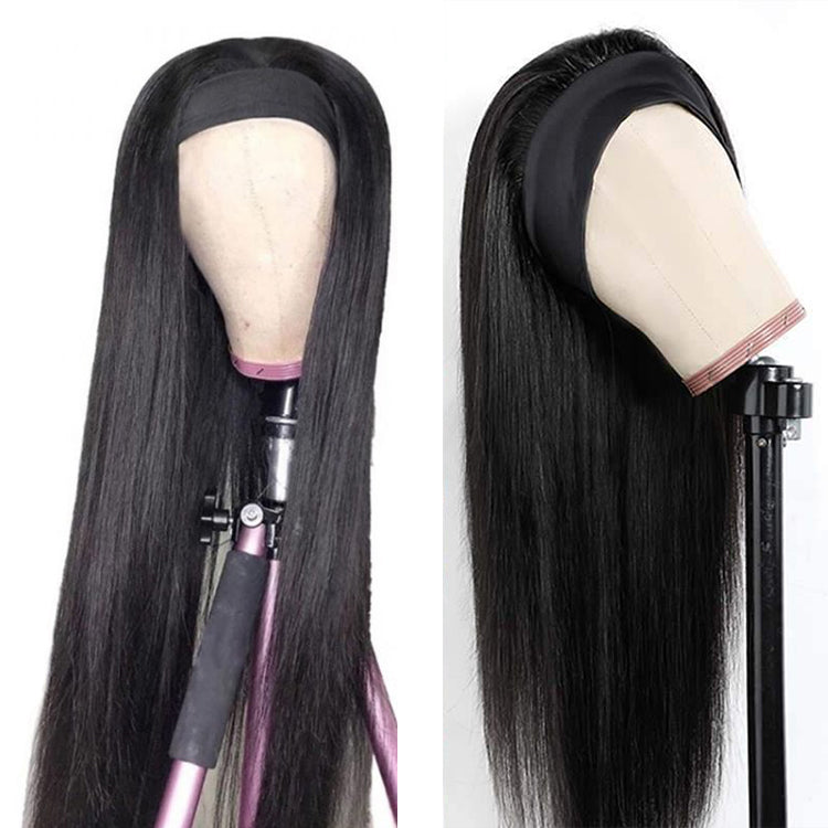 10A Grade Straight Hair Glueless Headband Human Hair Wig