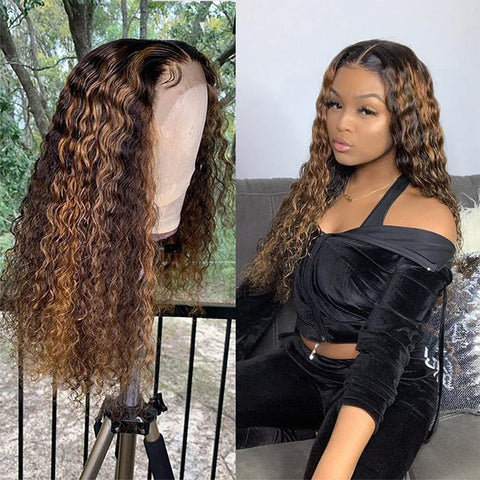 Water Wave Highlight 1b/30 Lace Frontal Wigs Human Hair