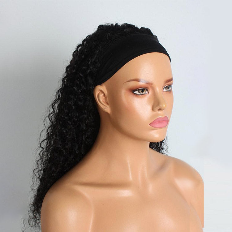 10A Grade Water Wave Glueless Headband Human Hair Wig